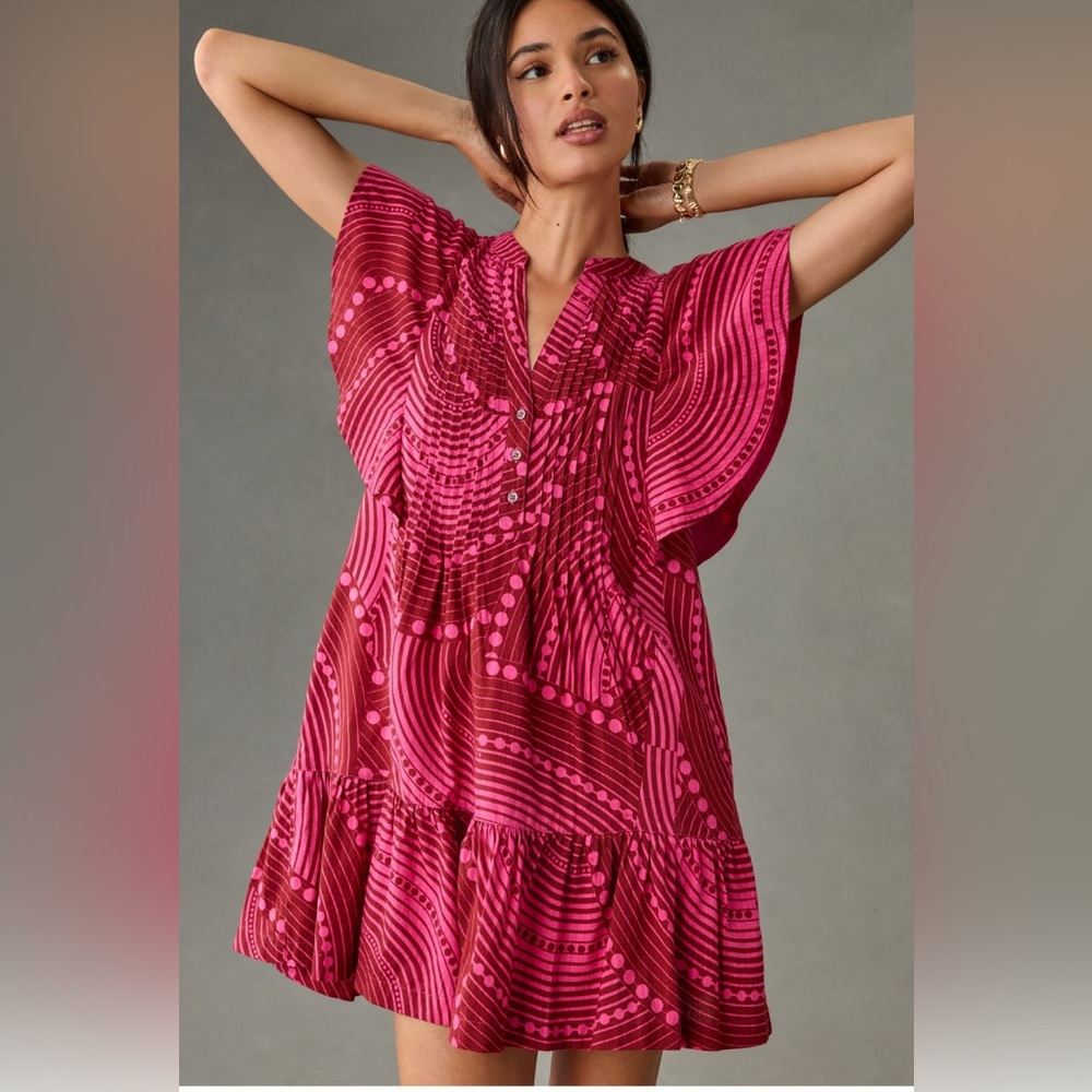 Pink Ruffled Mini Dress - Picture 3 of 4